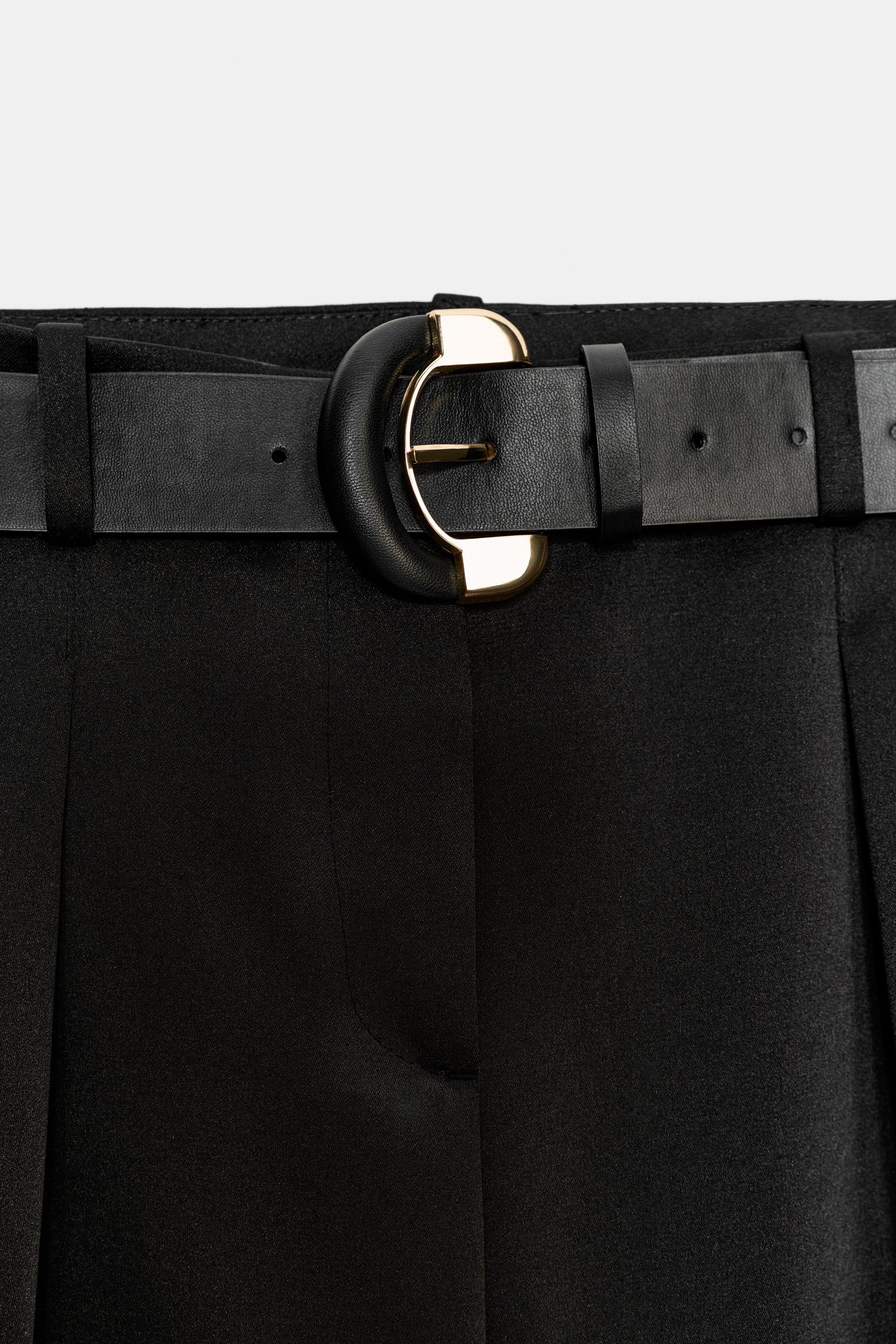 PANTALON BARREL SATINÉ AVEC CEINTURE